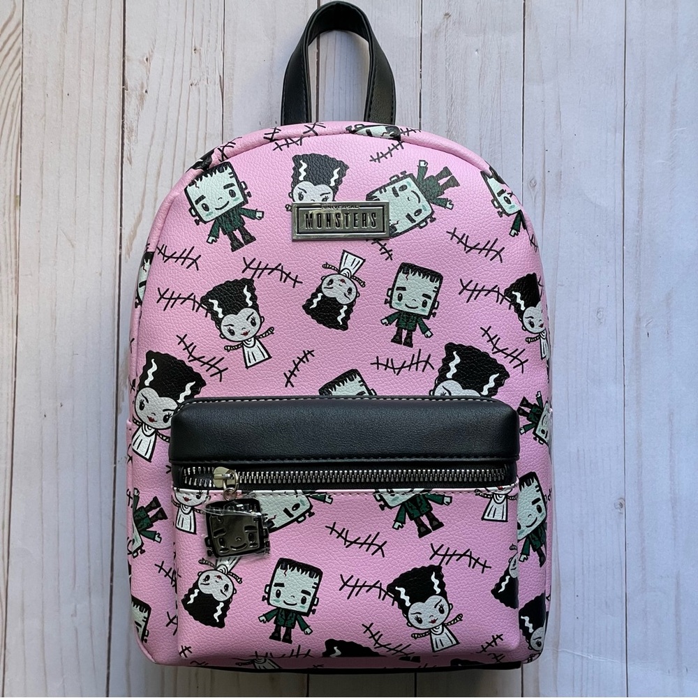 Universal Monsters Chibi Frankenstein  and Frankensteins Bride Mini Backpack